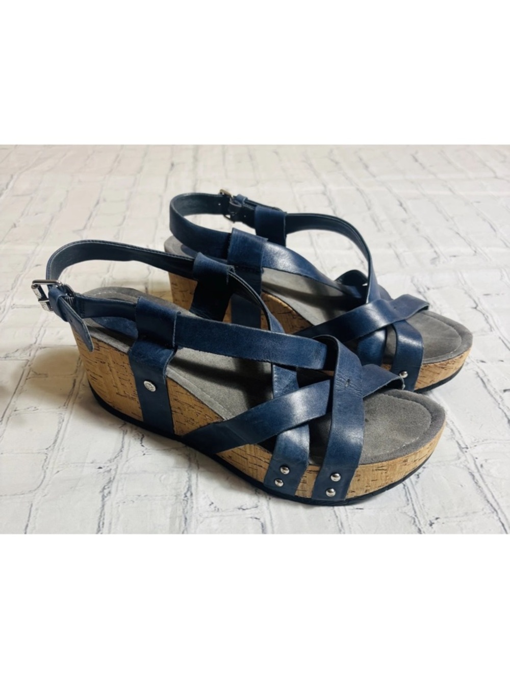 Bussola Formentera Fay Women's US 9 Olimpia Navy Platform Wedge Sandals EU 40 - Picture 2 of 11